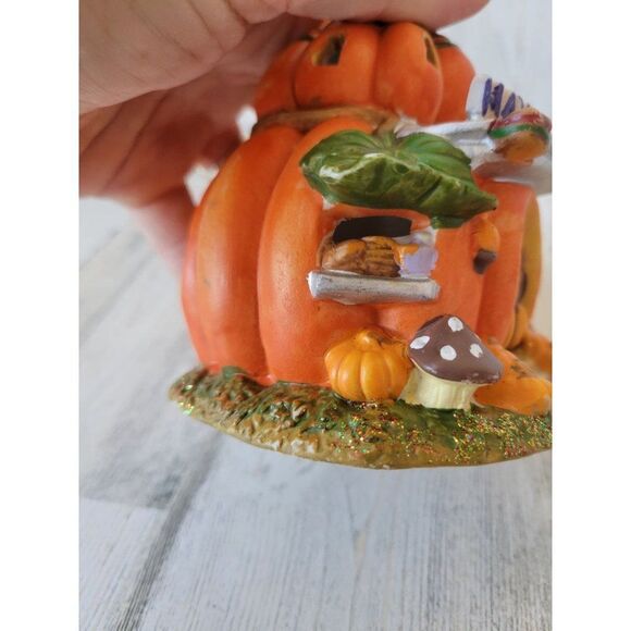 Hamburger pumpkin Halloween mini village house decor light up vintage mushrooms - Picture 8 of 9